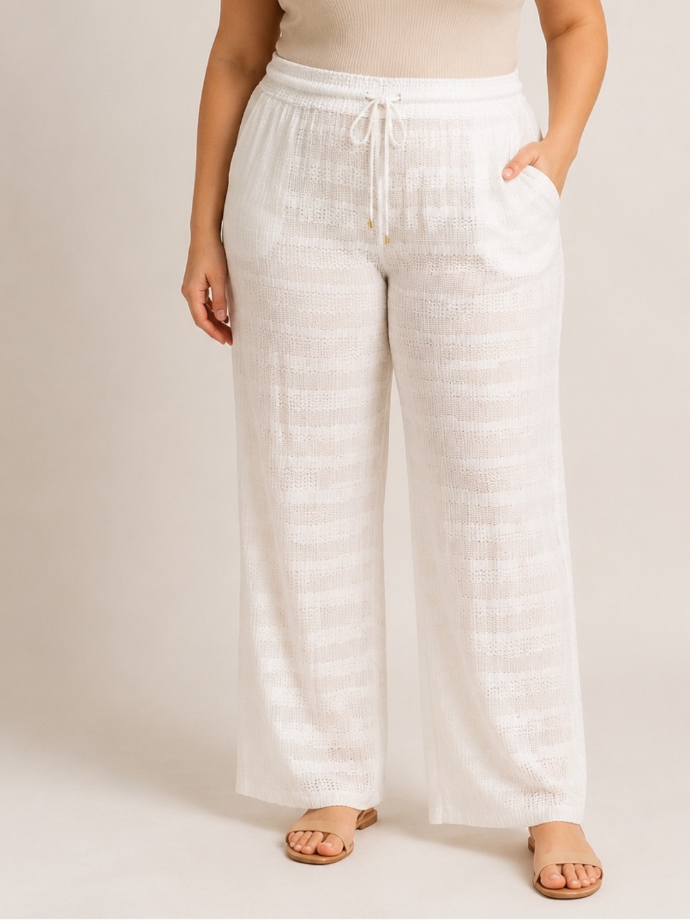 Jordan White Crochet Maxi Skirt with Drawstring